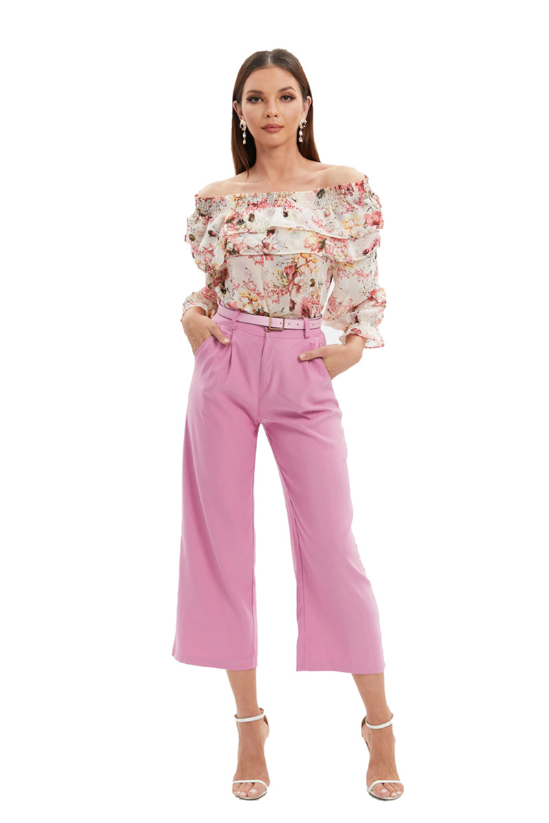 Pleated pink pants