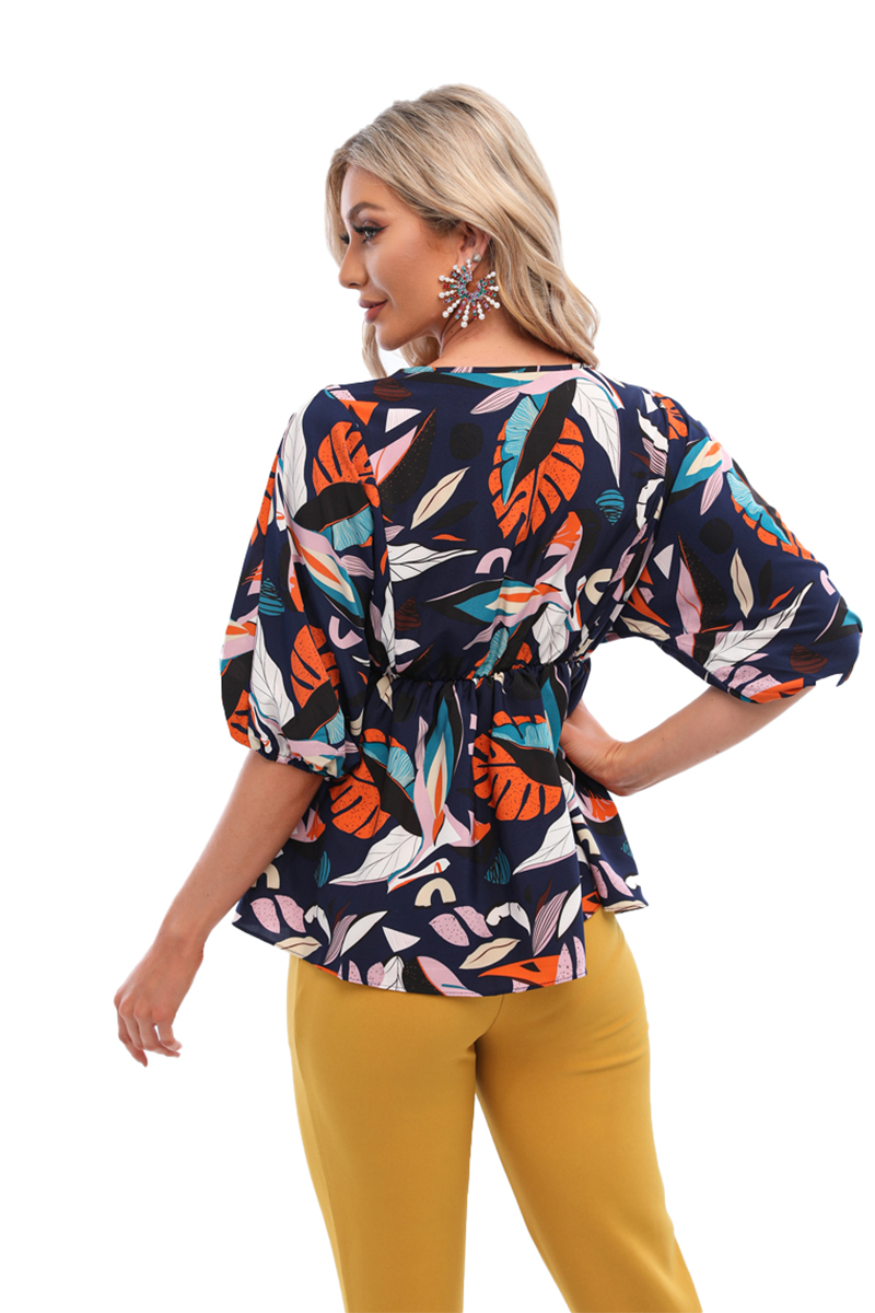 floral print top with shirt sleeve