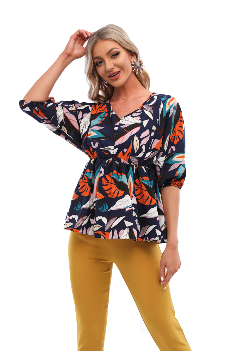 floral print top with shirt sleeve