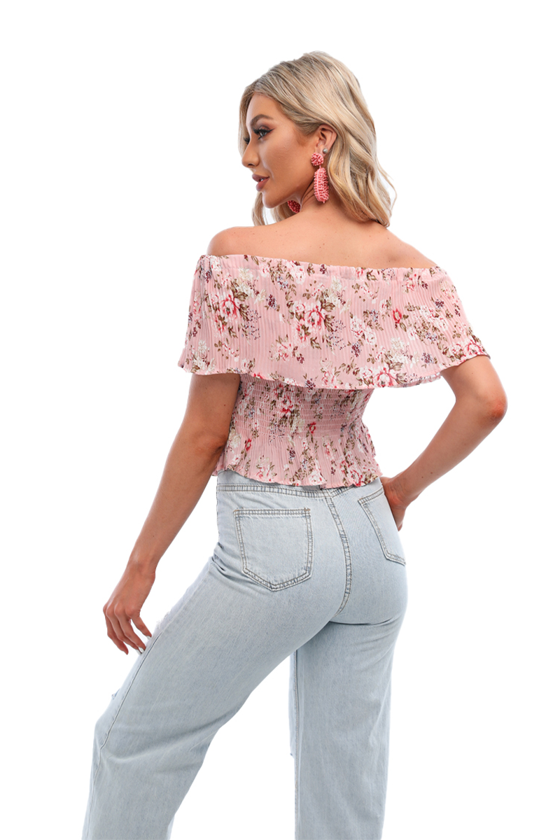 Floral overlay smock top