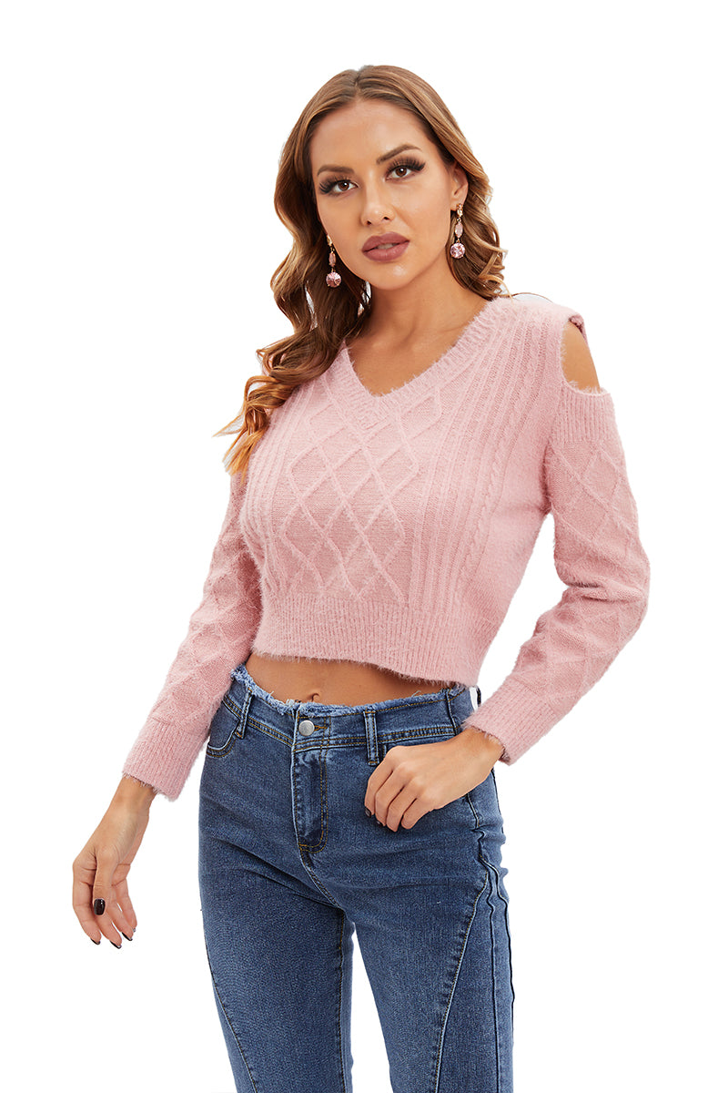 Cold shoulder pink sweater