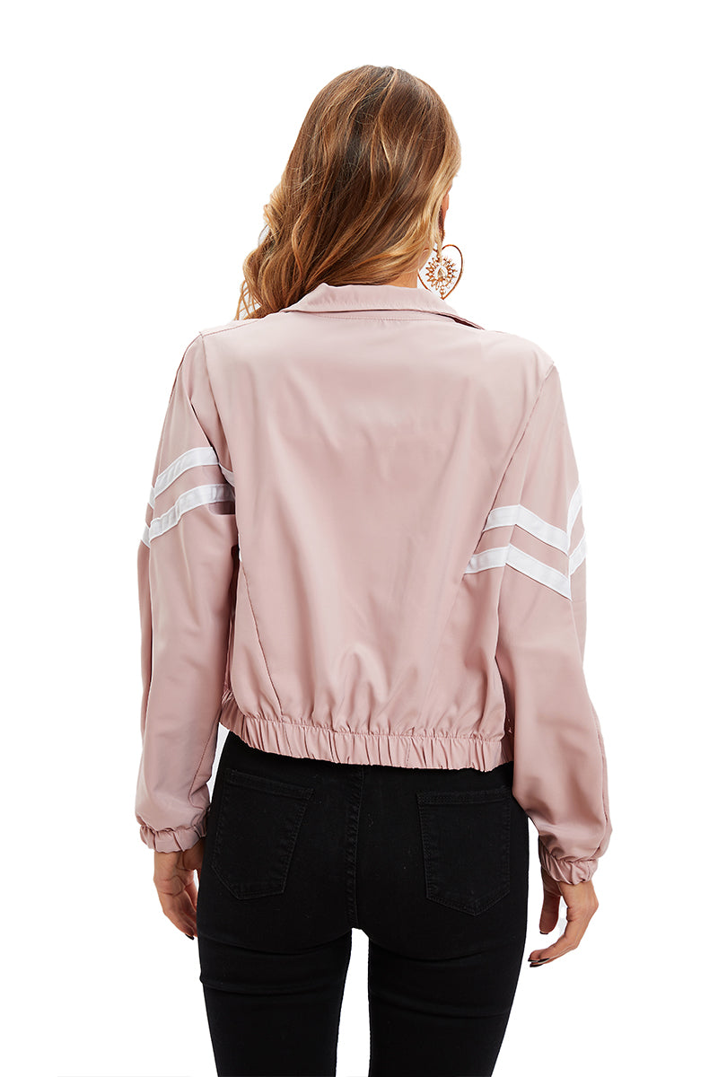Pink bomber jacket with stripe