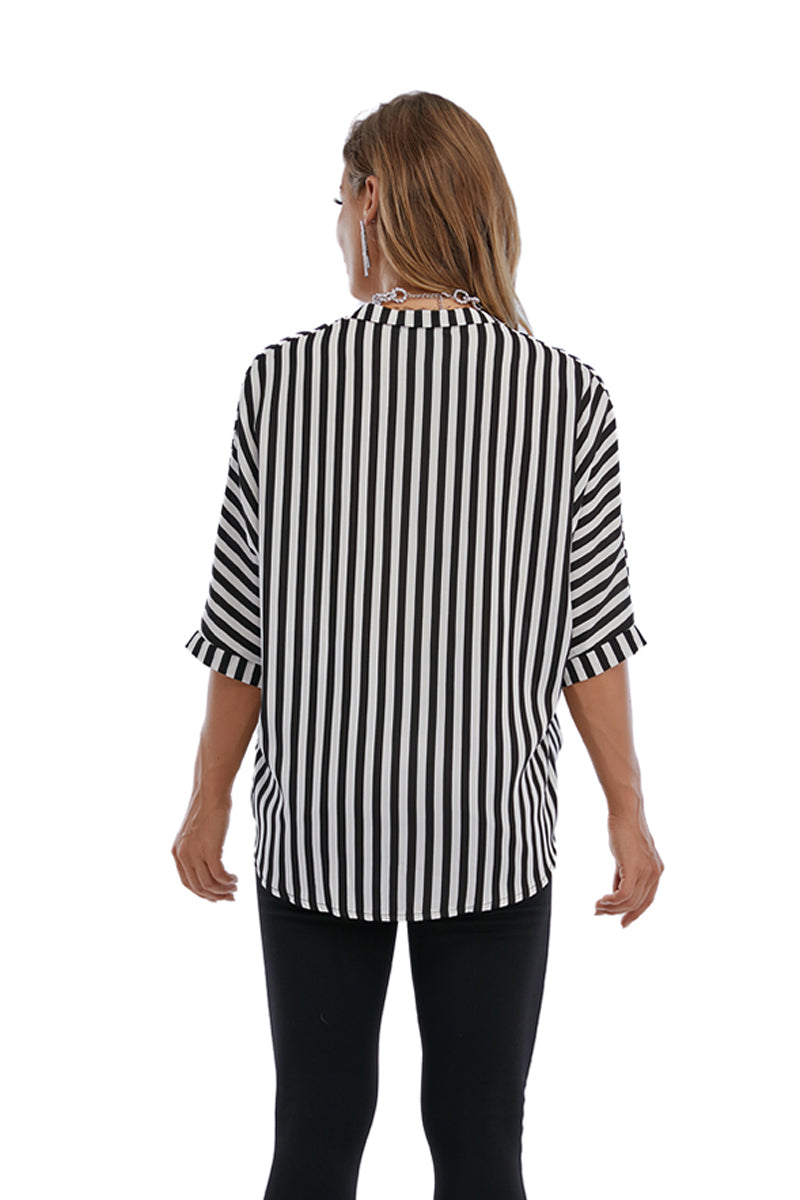 Black and white stripe button down shirt