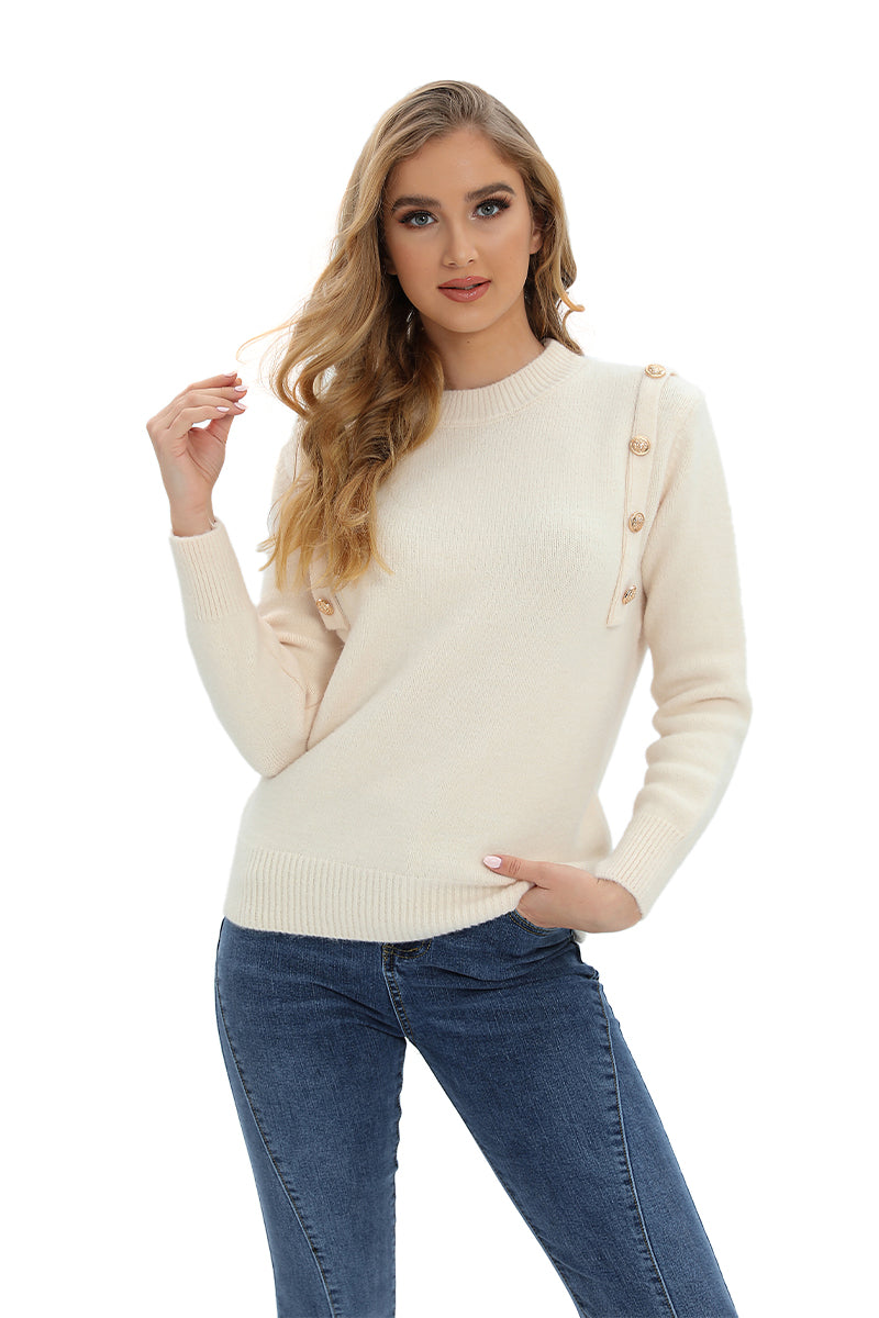 Sweater with gold button