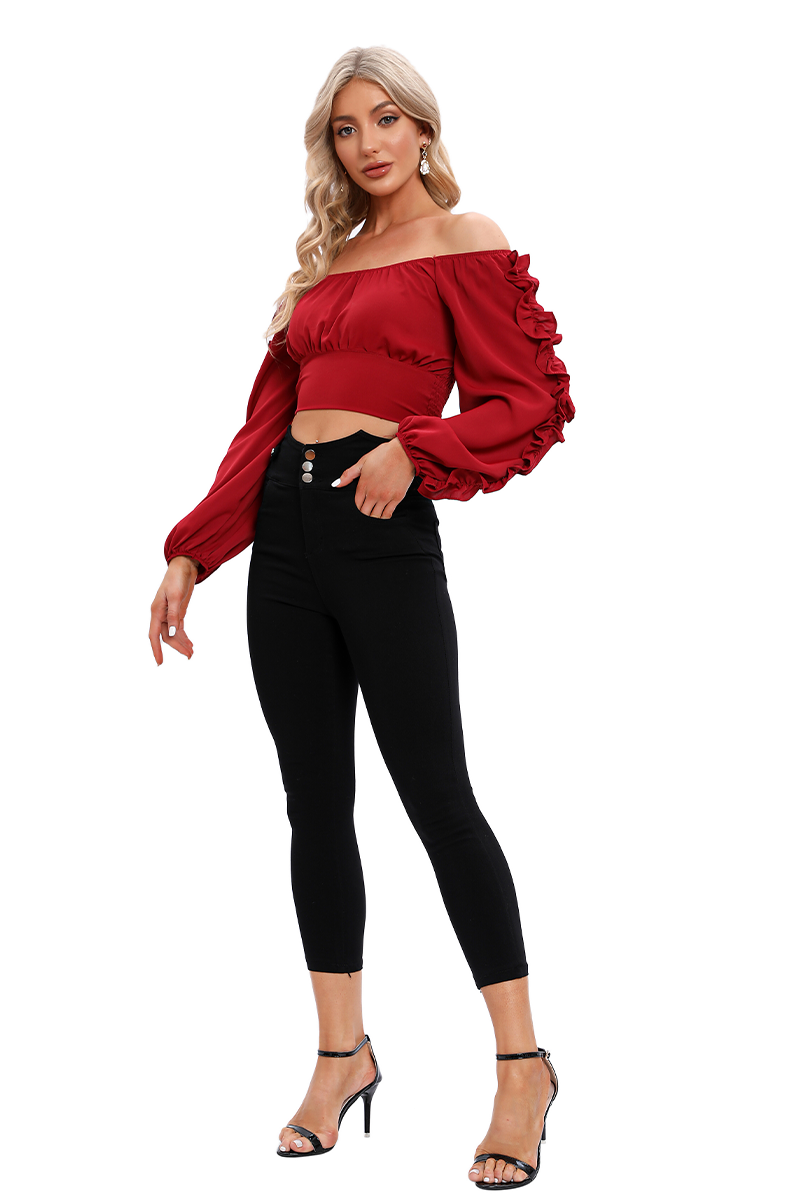 Ruffle sleeves cropped top