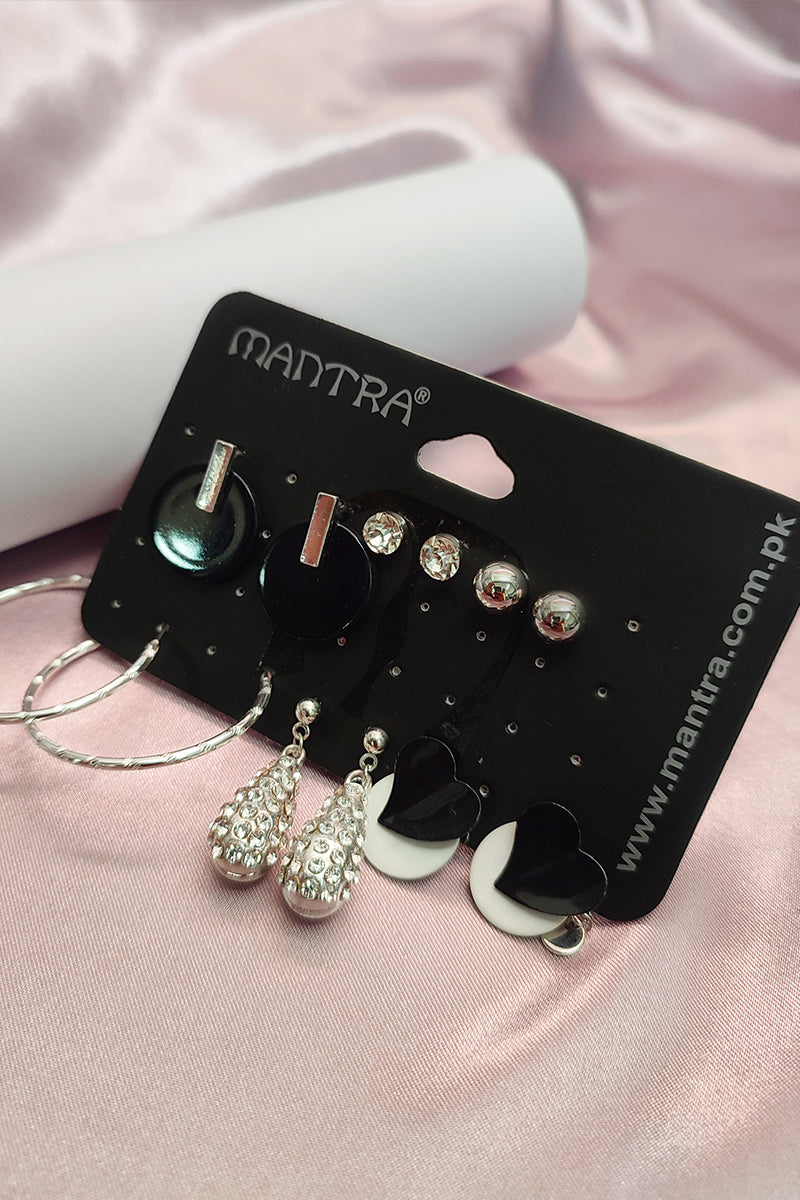 black and silver earring set