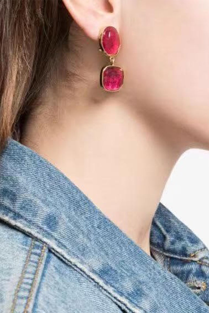 pink gem earring