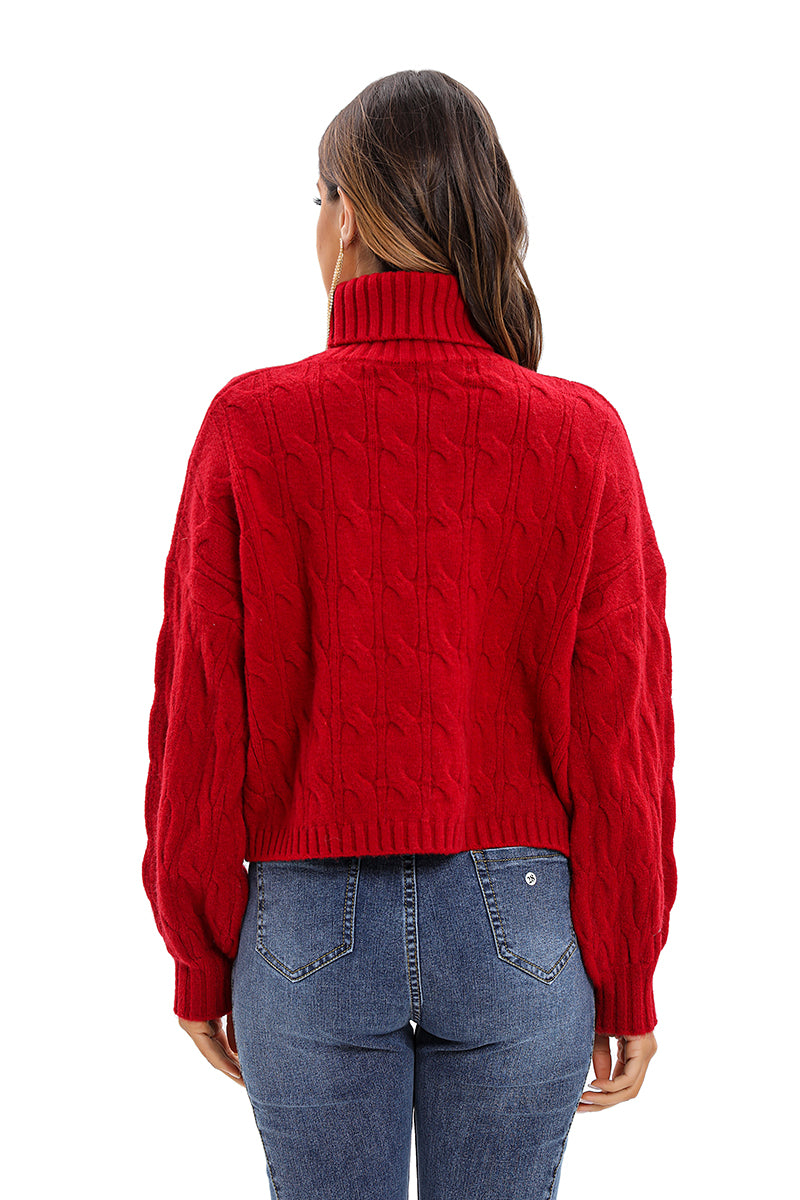 Red high neck sweater