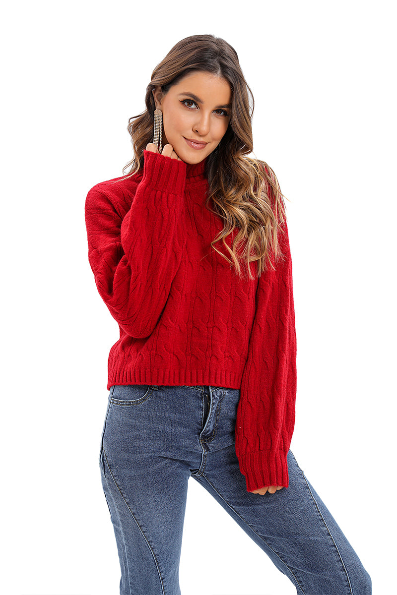 Red high neck sweater