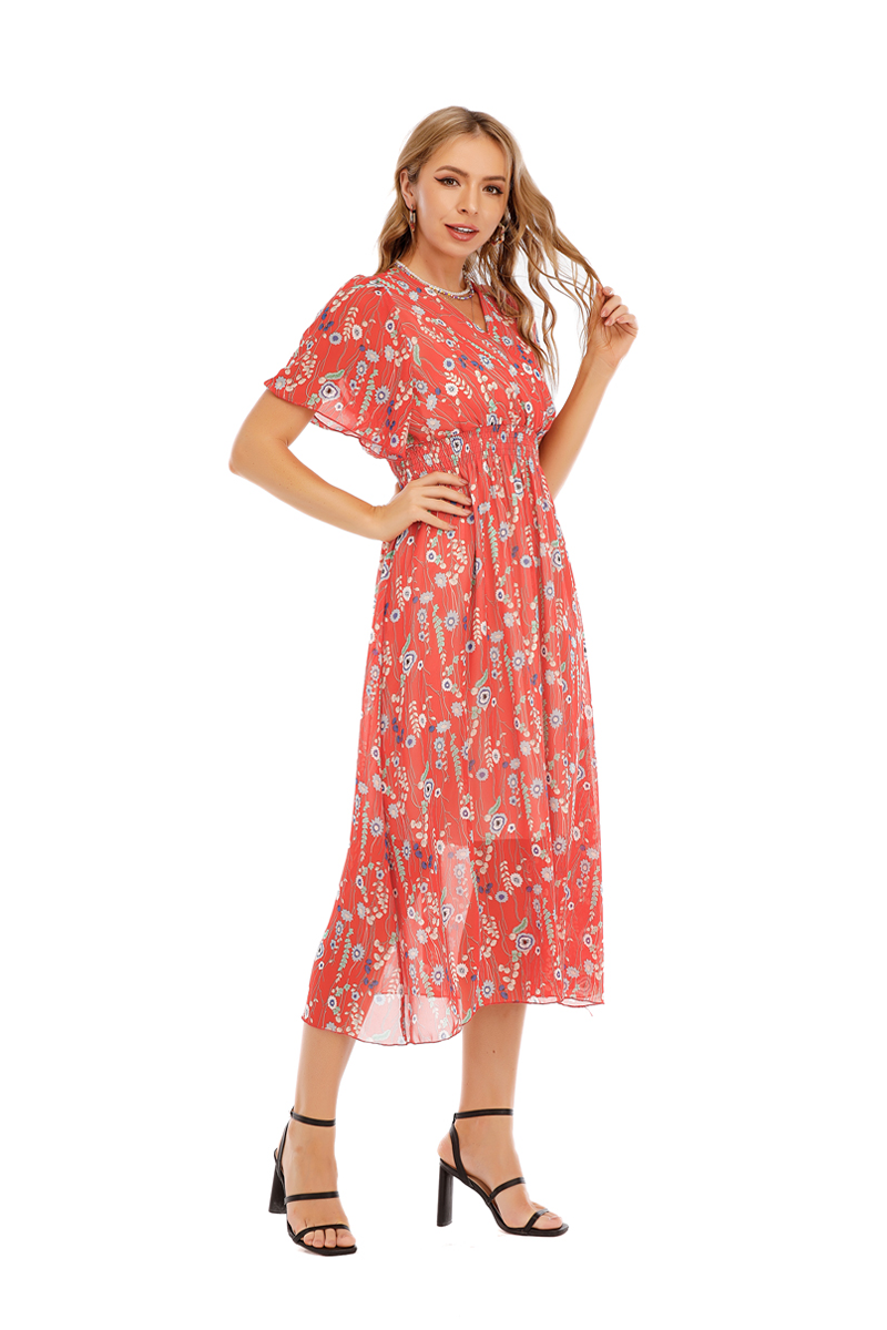 Red Floral Pinted Dress