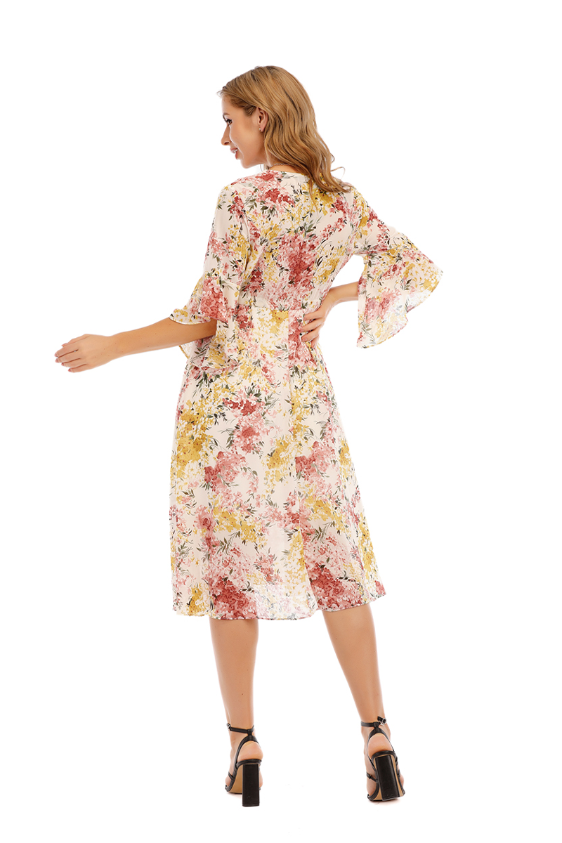 Floral Print Dress with tassel Belt