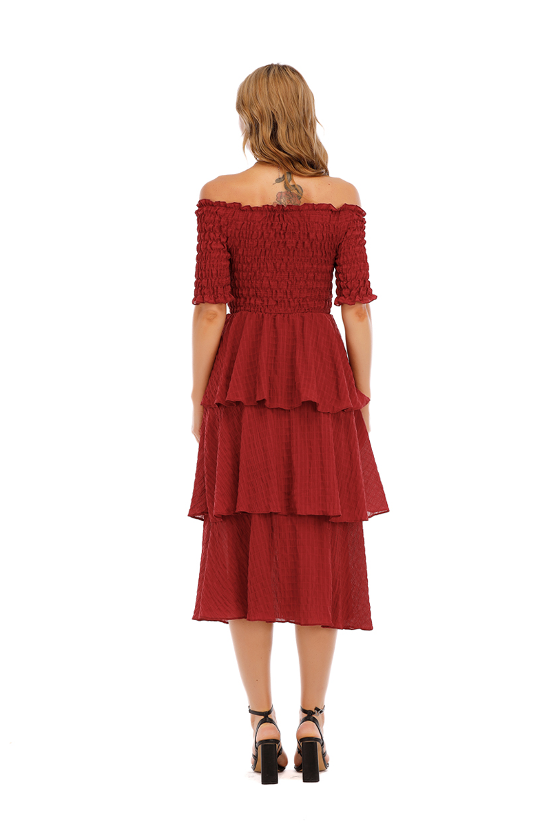 Red Smocked Layer Dress