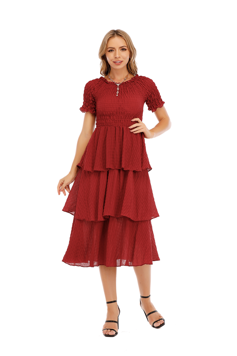 Red Smocked Layer Dress