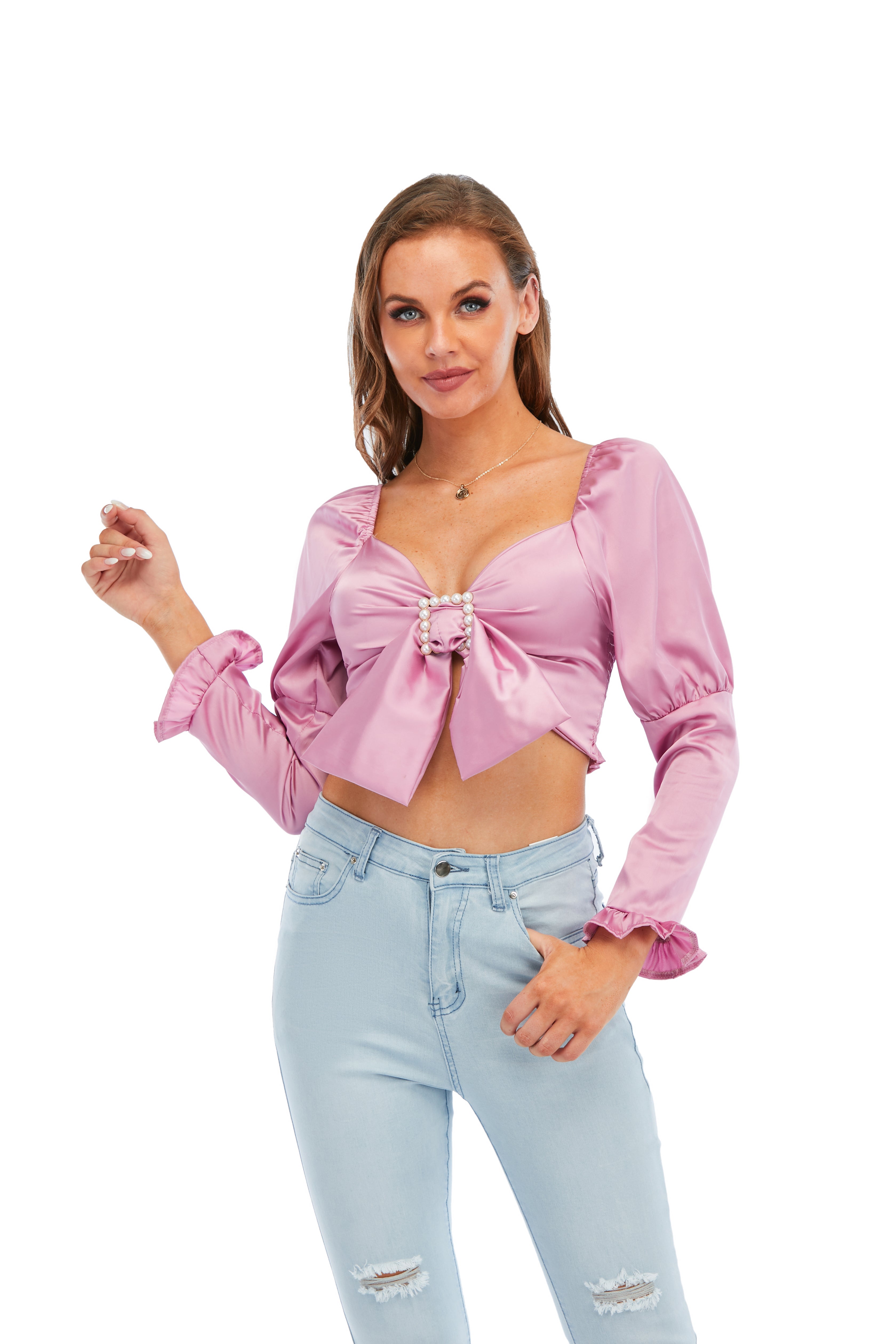Satin top with bow