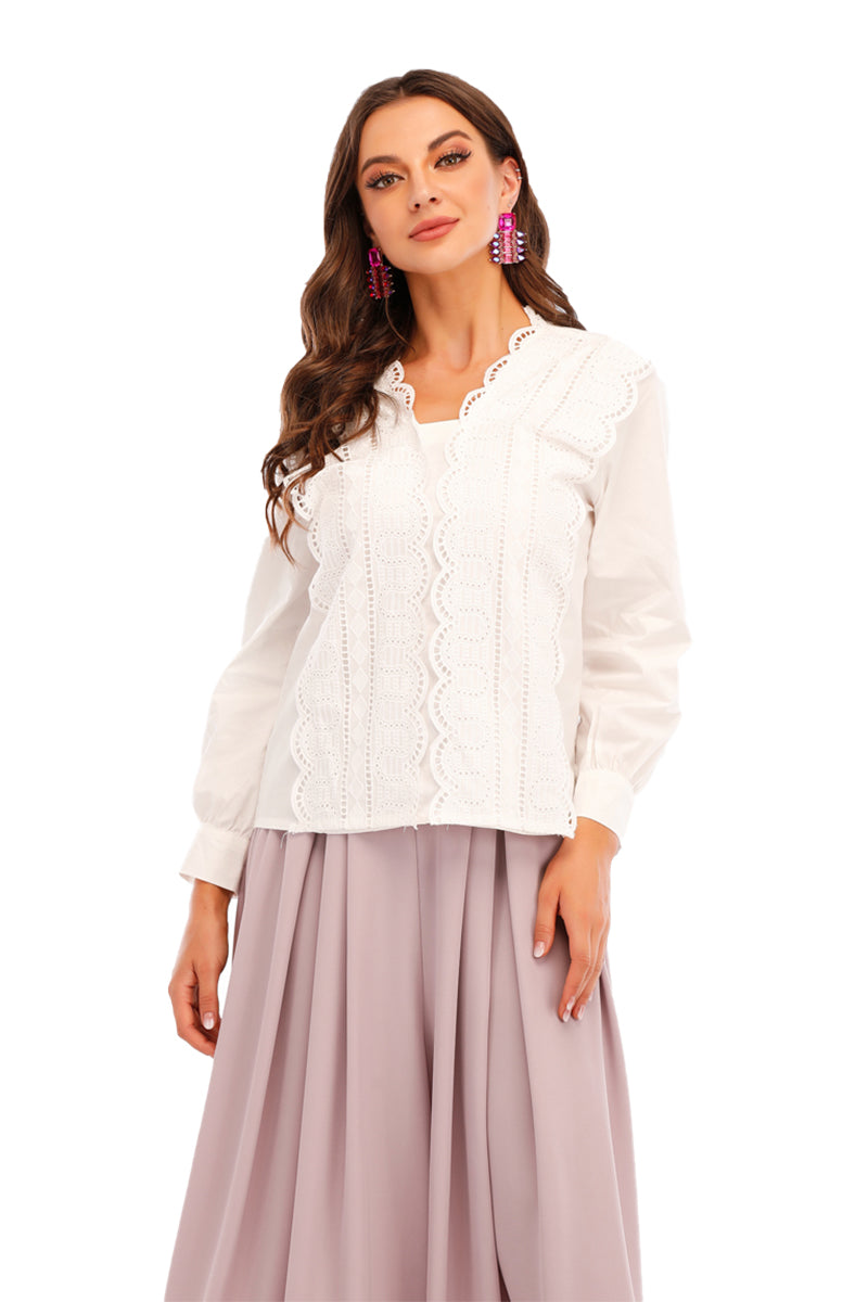 Lace full sleeve top with frills