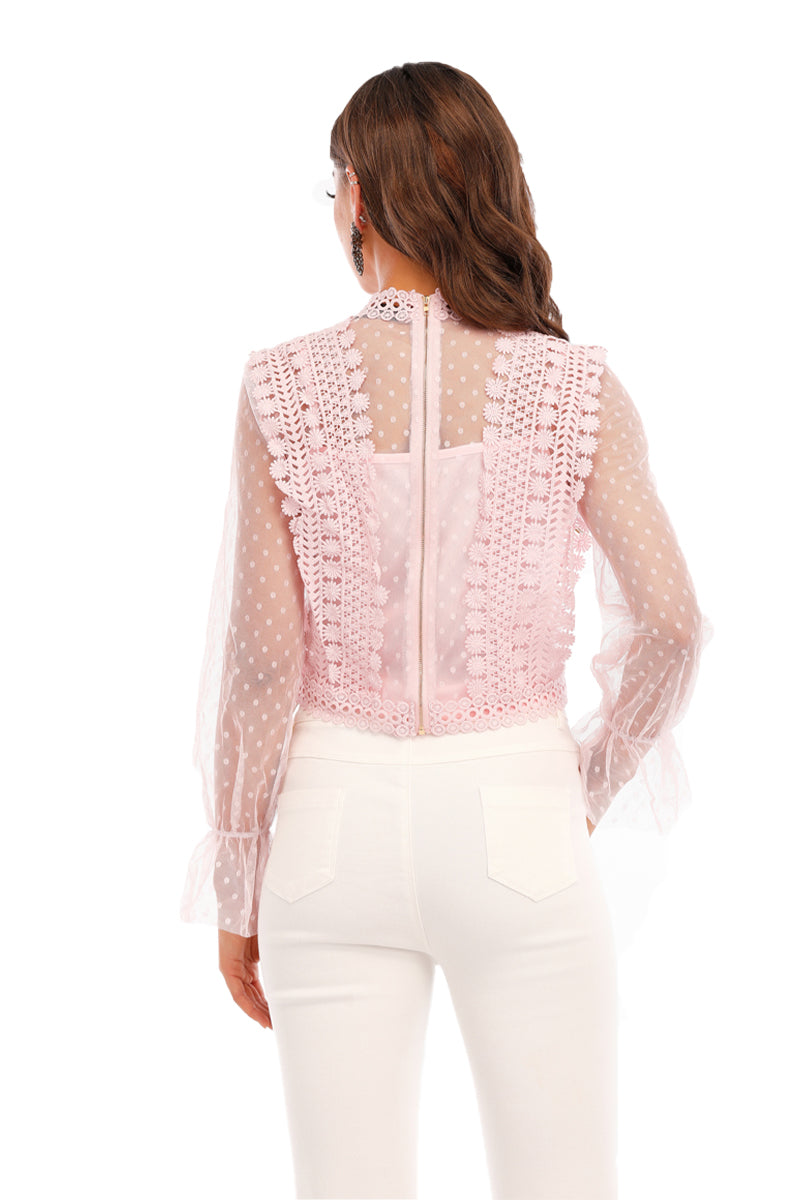 Pink full sleeve lace top