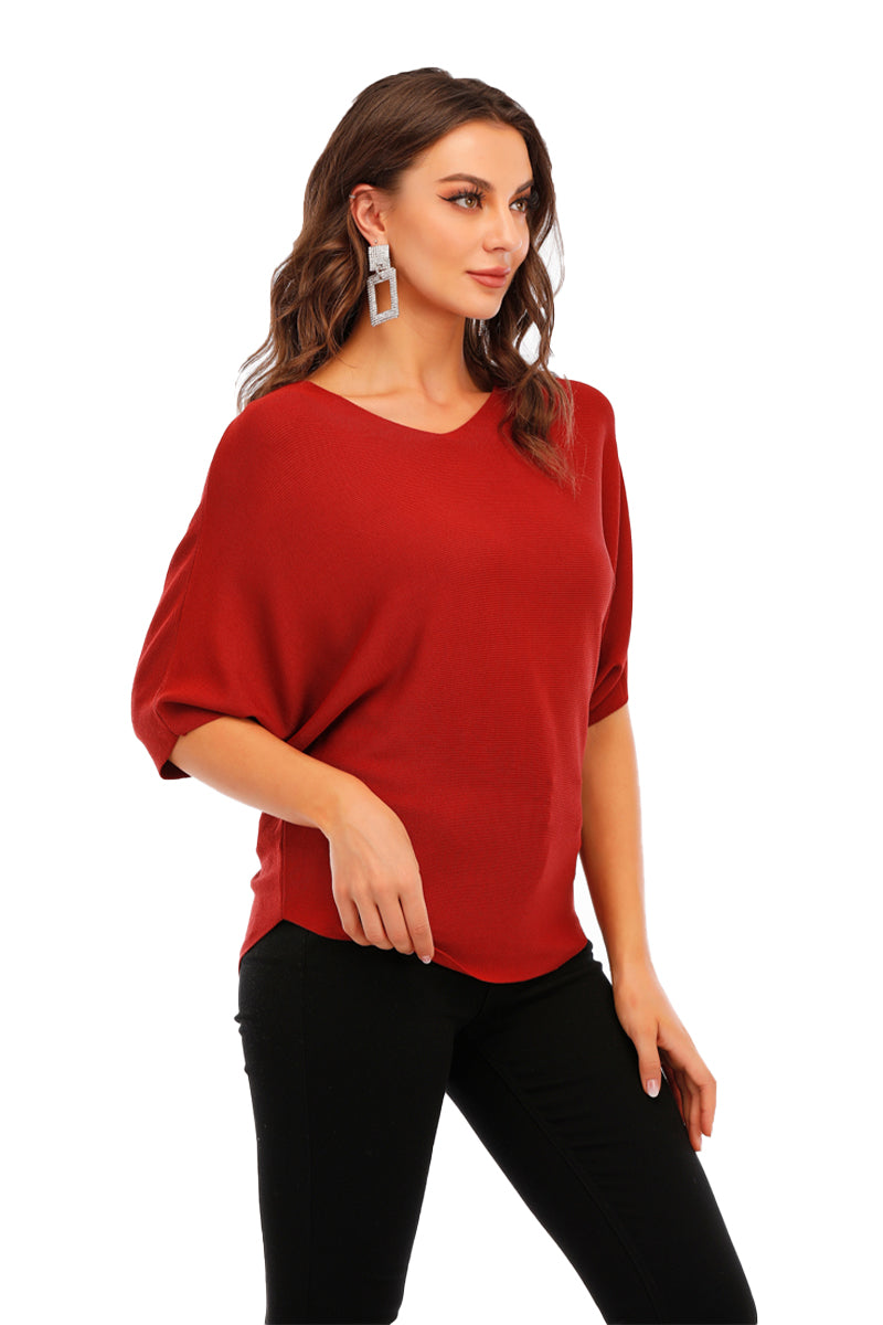 Rust v neck sweater top