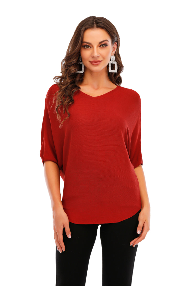 Rust v neck sweater top