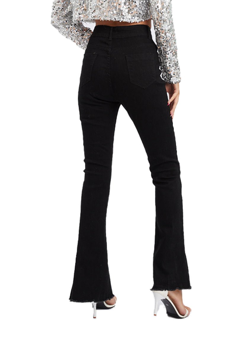 Flare jeans with slit