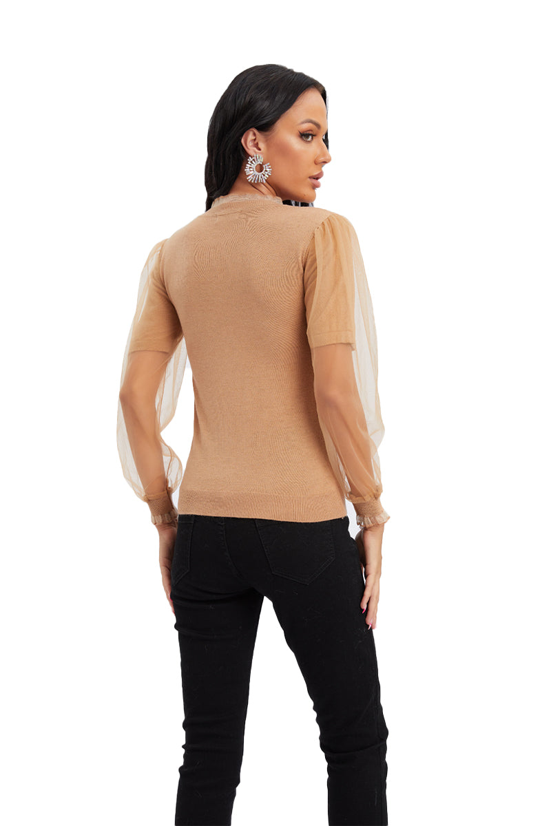 Khaki sweater net sleeves