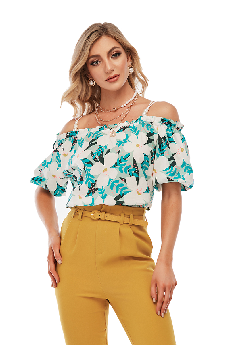 Floral printed top with pearl straps