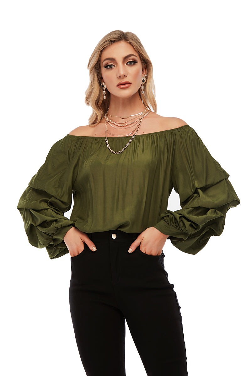 Puffy sleeve off shoulder top