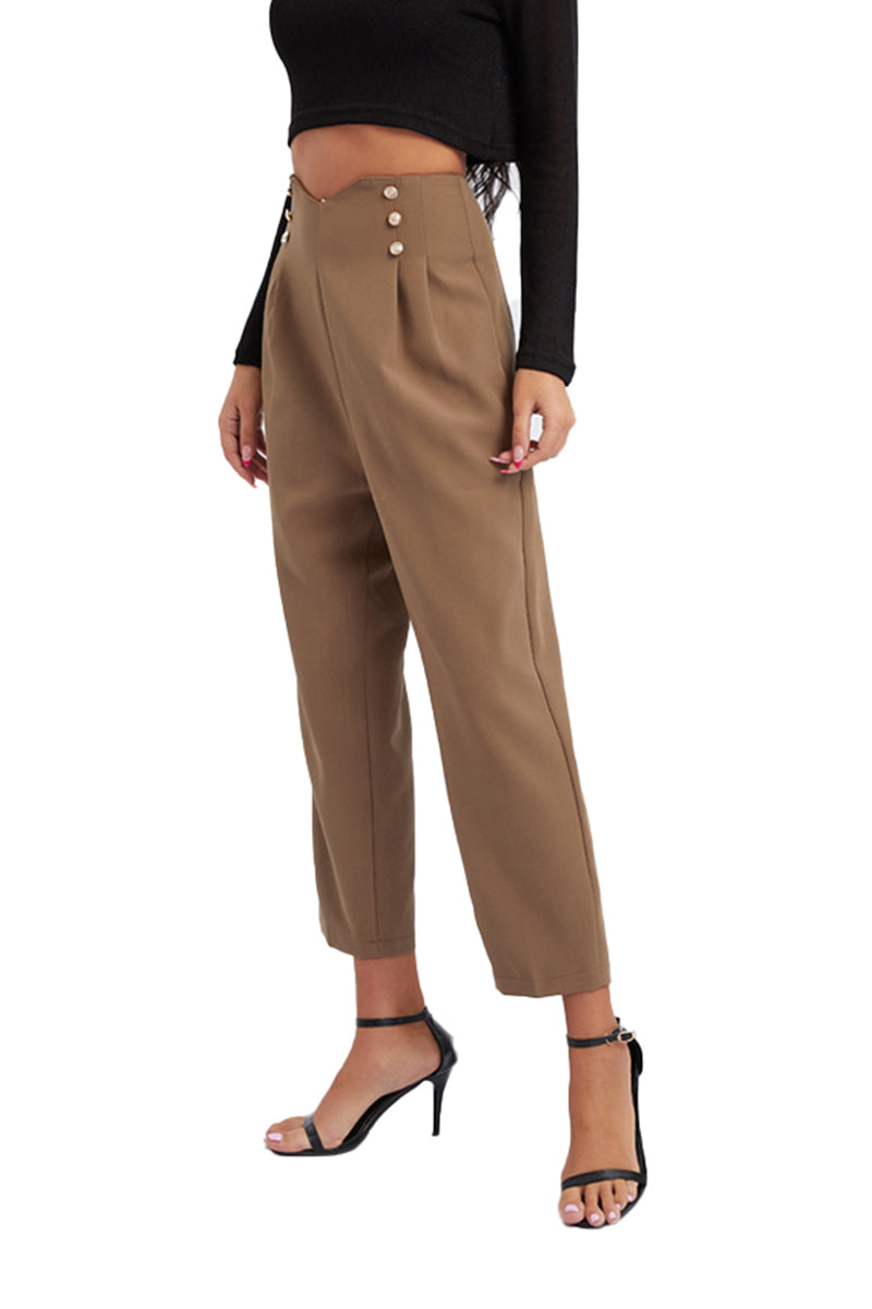 Khaki formal pants with buttons