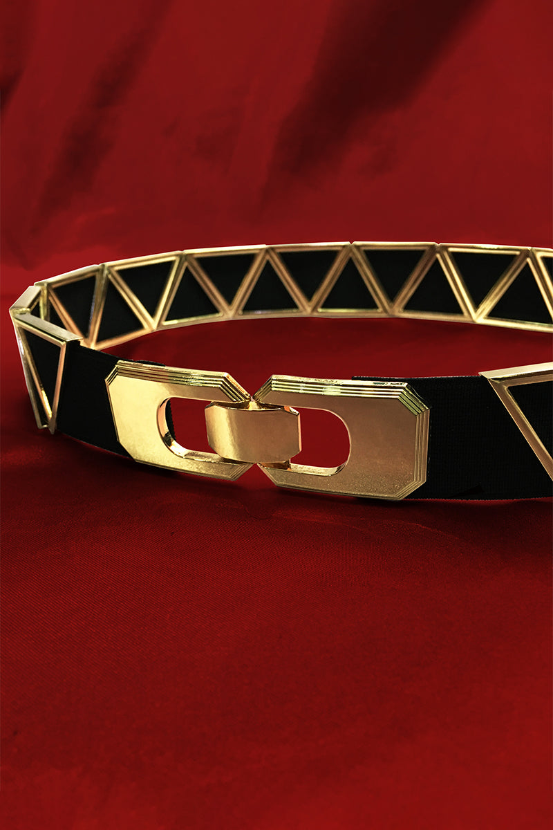 Black and gold triangle belt